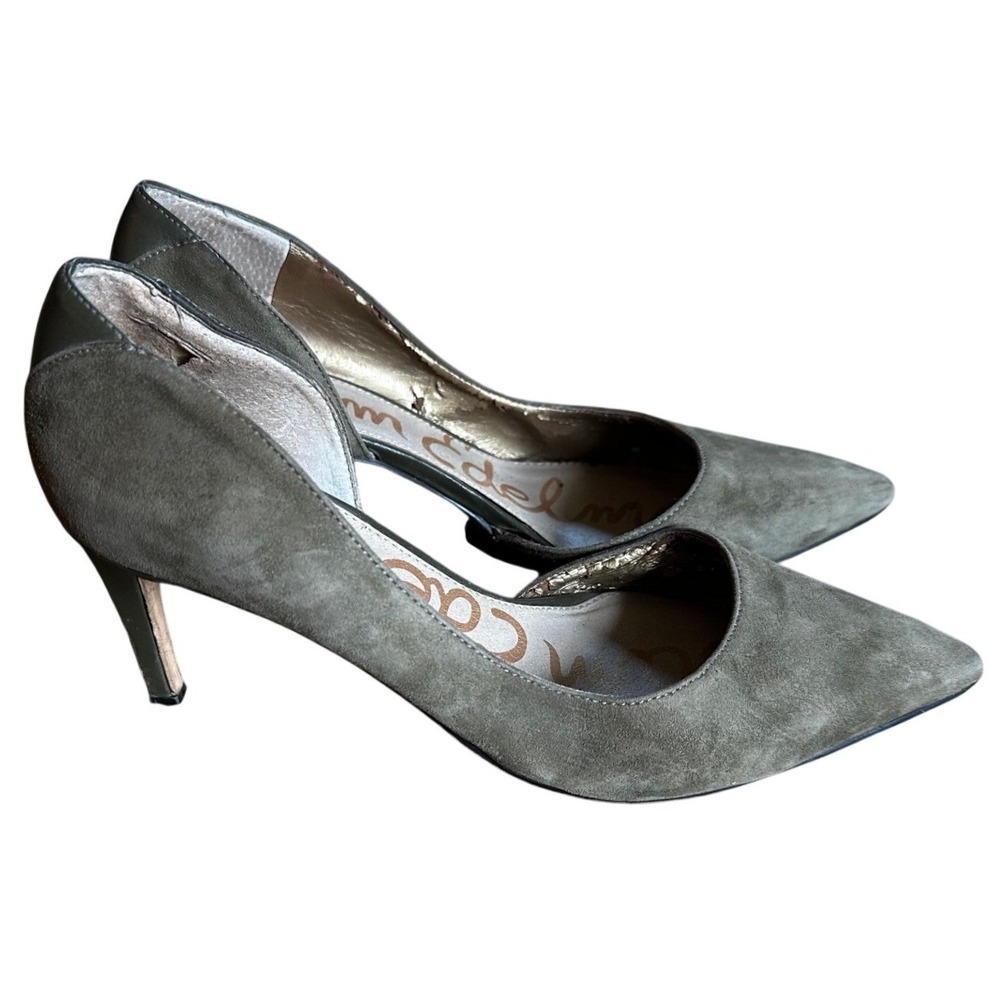 Sam Edelman Olive Green Suede d'Orsay Pointed Toe Pumps Women's 7